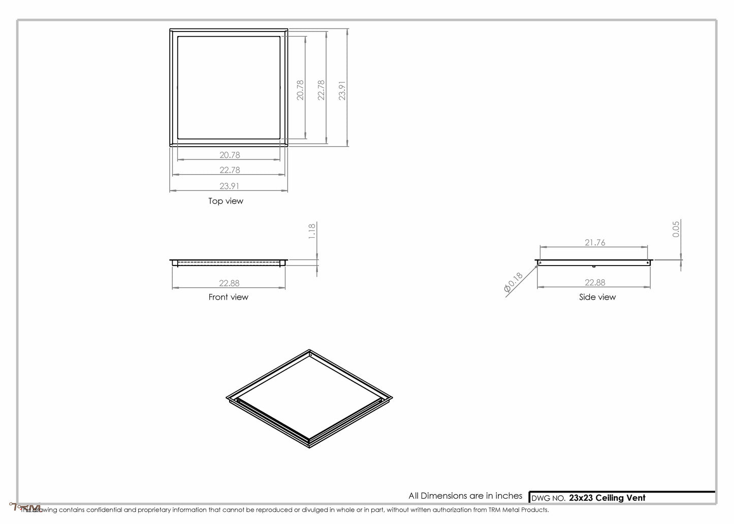 23x23-Modern-Ceiling-Vent Cover-TRM Metal 23x23