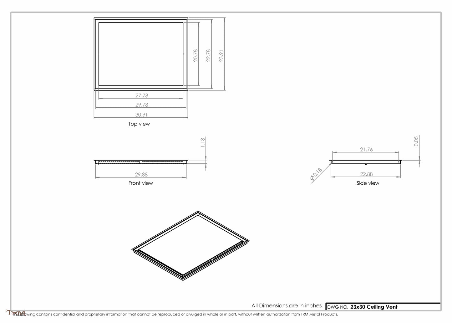 23x30-Modern-Ceiling-Vent Cover-TRM Metal- 30x23