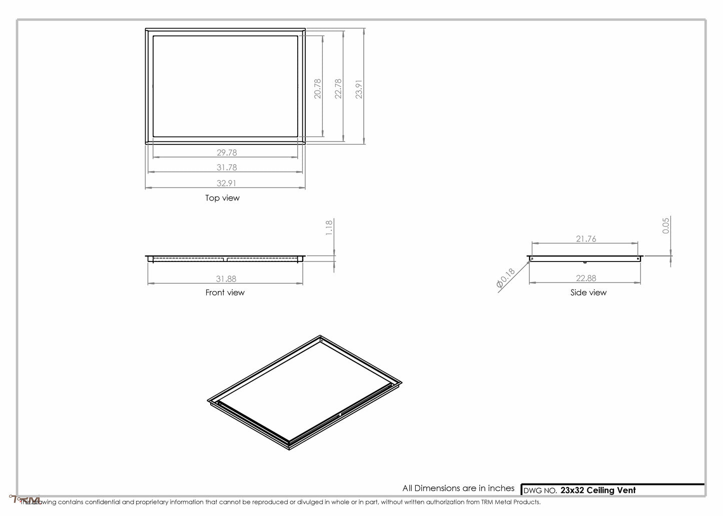 23x32-Modern-Ceiling-Vent Cover-TRM Metal- 32x23