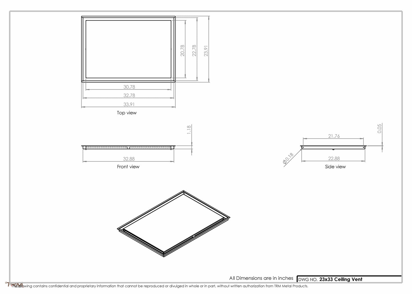 23x33-Modern-Ceiling-Vent Cover-TRM Metal- 33x23