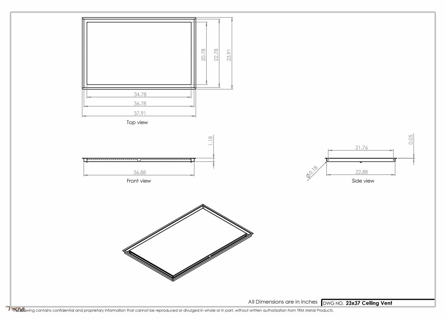 23x37-Modern-Ceiling-Vent Cover-TRM Metal- 37x23