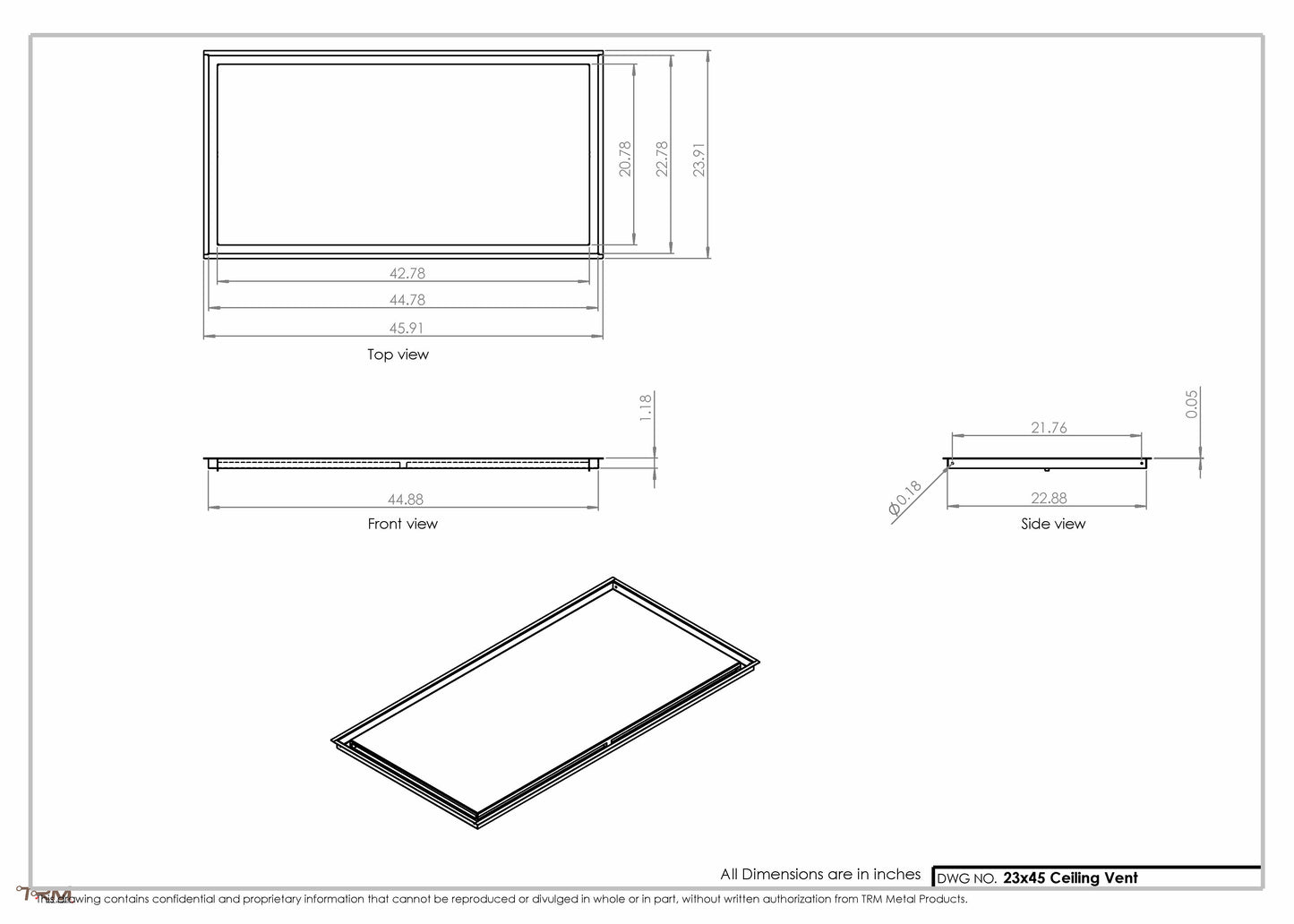 23x45-Modern-Ceiling-Vent Cover-TRM Metal- 45x23