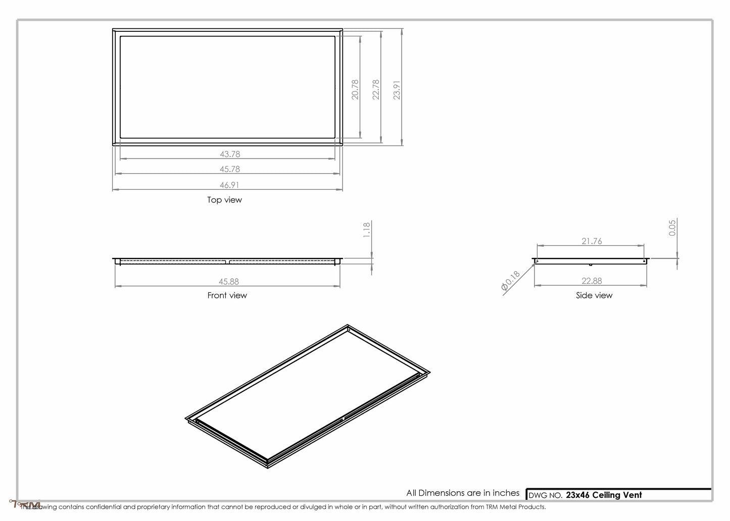 23x46-Modern-Ceiling-Vent Cover-TRM Metal- 46x23