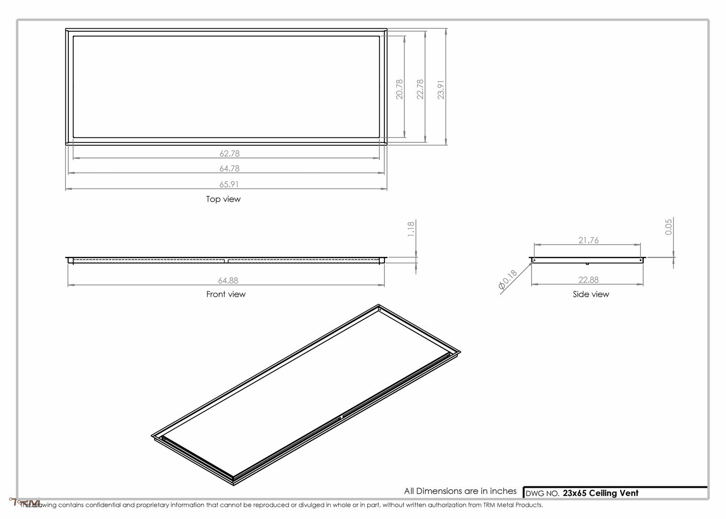 23x65-Modern-Ceiling-Vent Cover-TRM Metal- 65x23