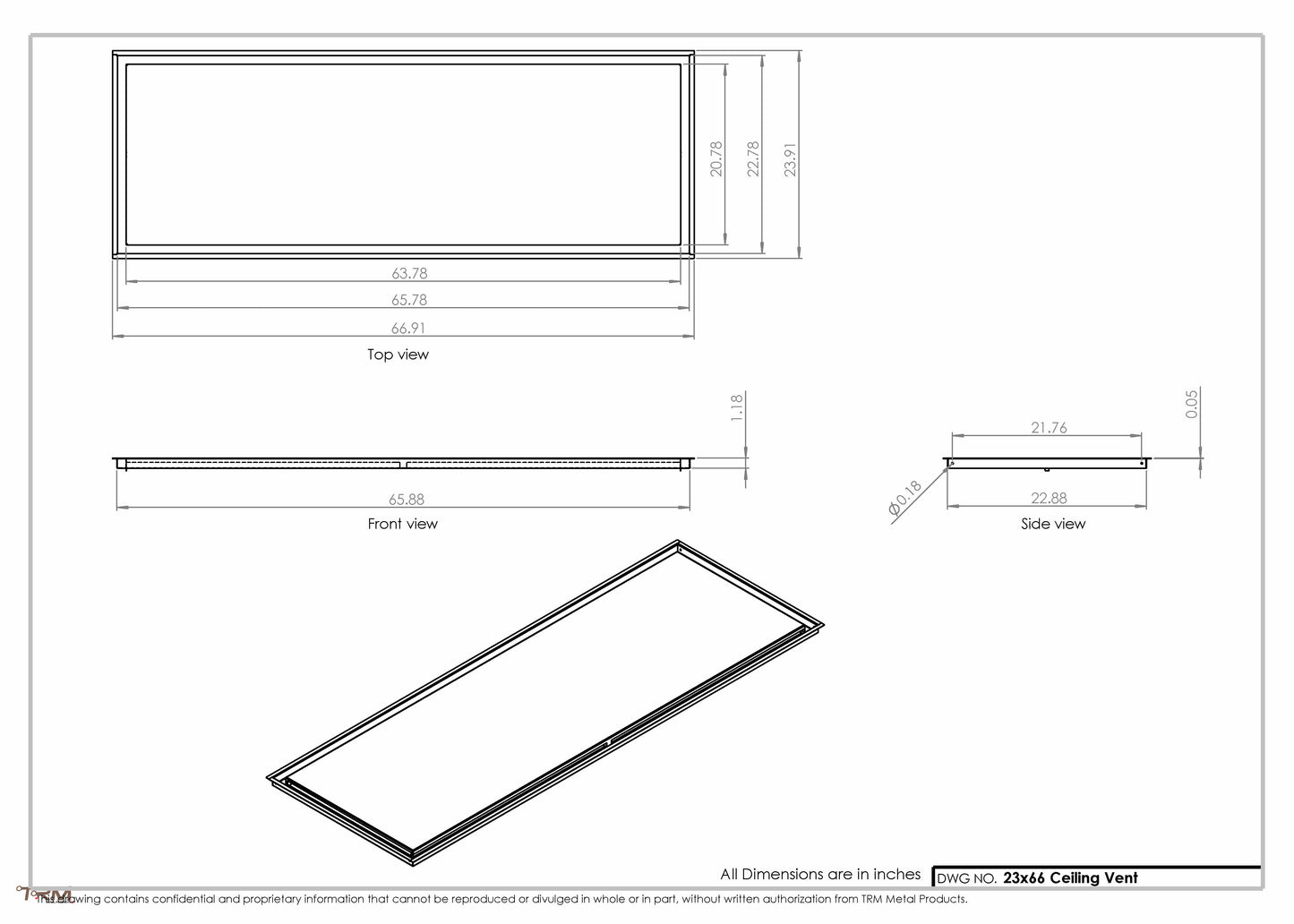 23x66-Modern-Ceiling-Vent Cover-TRM Metal- 66x23