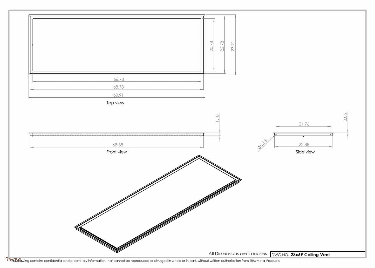 23x69-Modern-Ceiling-Vent Cover-TRM Metal- 69x23