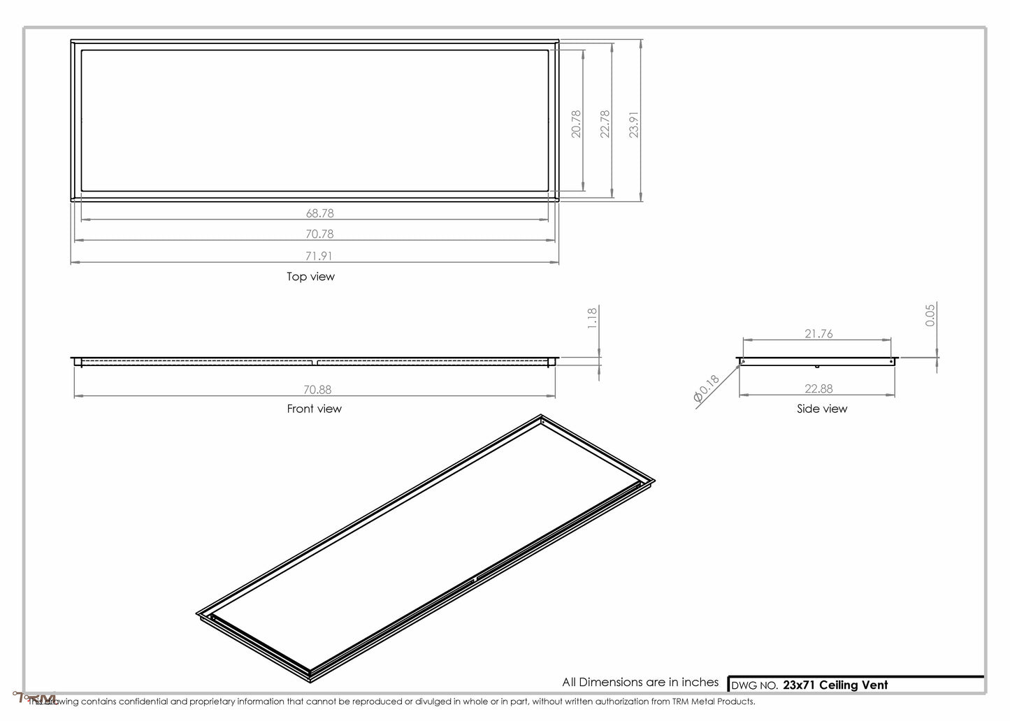 23x71-Modern-Ceiling-Vent Cover-TRM Metal- 71x23