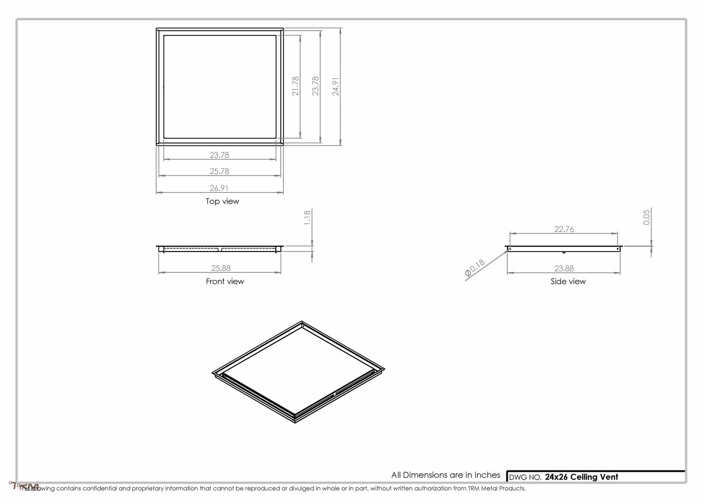 24x26-Modern-Ceiling-Vent Cover-TRM Metal- 26x24