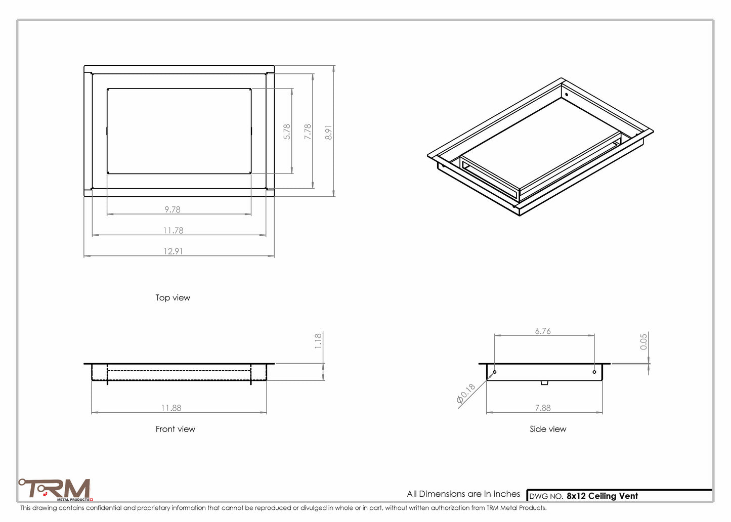 8x12-Modern-Ceiling-Vent Cover-TRM Metal- 12x8