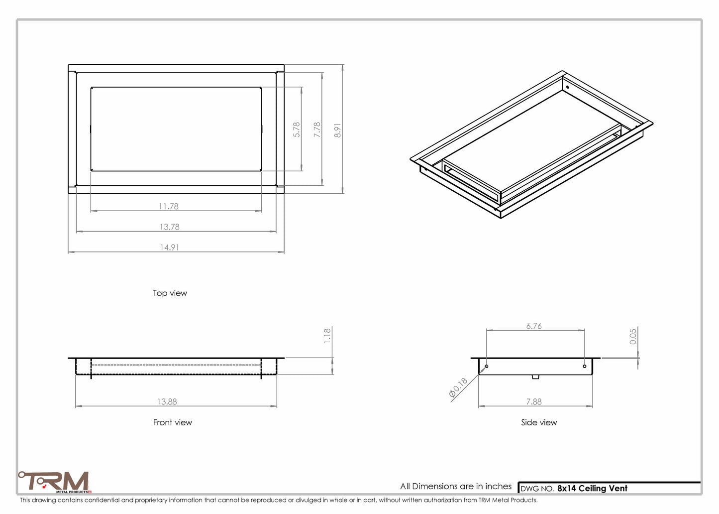 8x14-Modern-Ceiling-Vent Cover-TRM Metal- 14x8