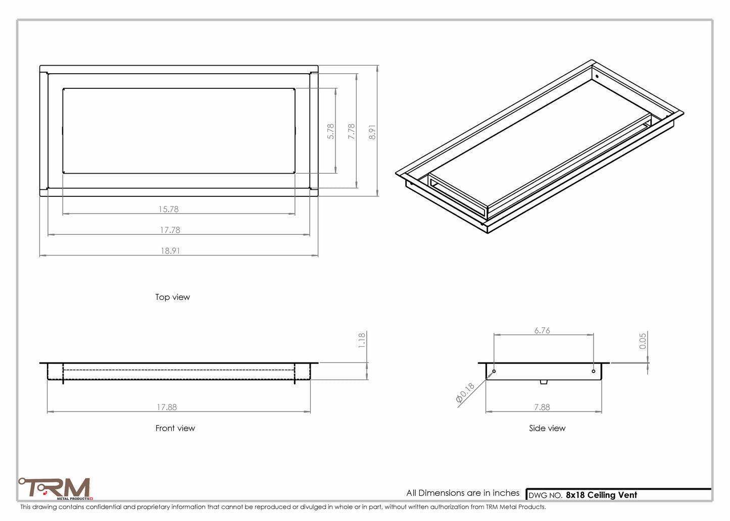 8x18-Modern-Ceiling-Vent Cover-TRM Metal- 18x8