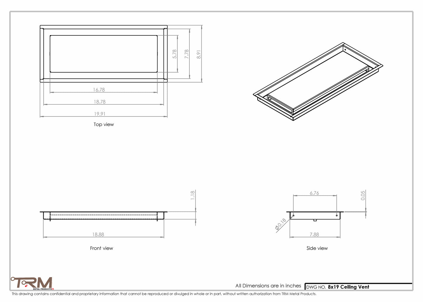 8x19-Modern-Ceiling-Vent Cover-TRM Metal- 19x8