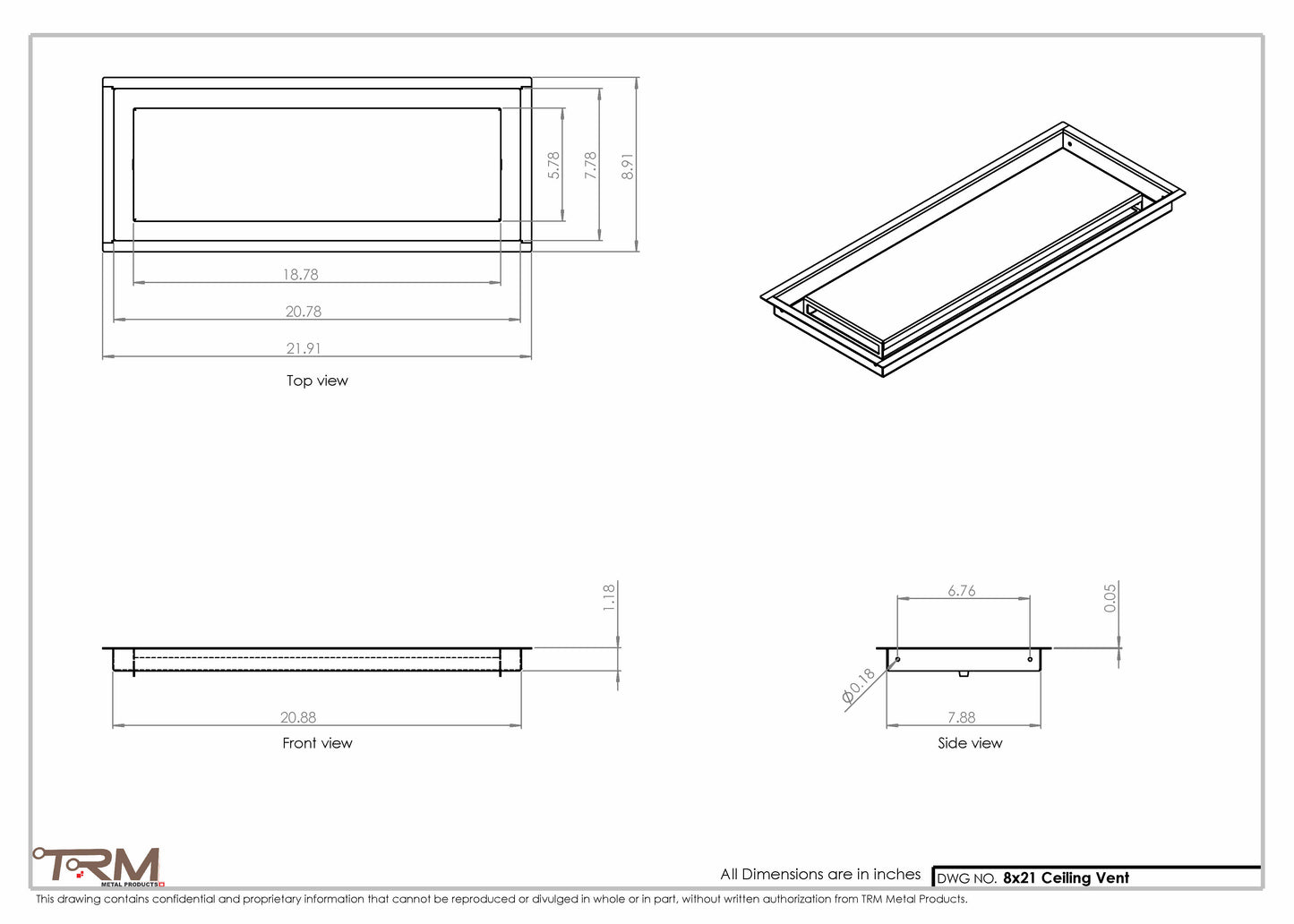 8x21-Modern-Ceiling-Vent Cover-TRM Metal- 21x8
