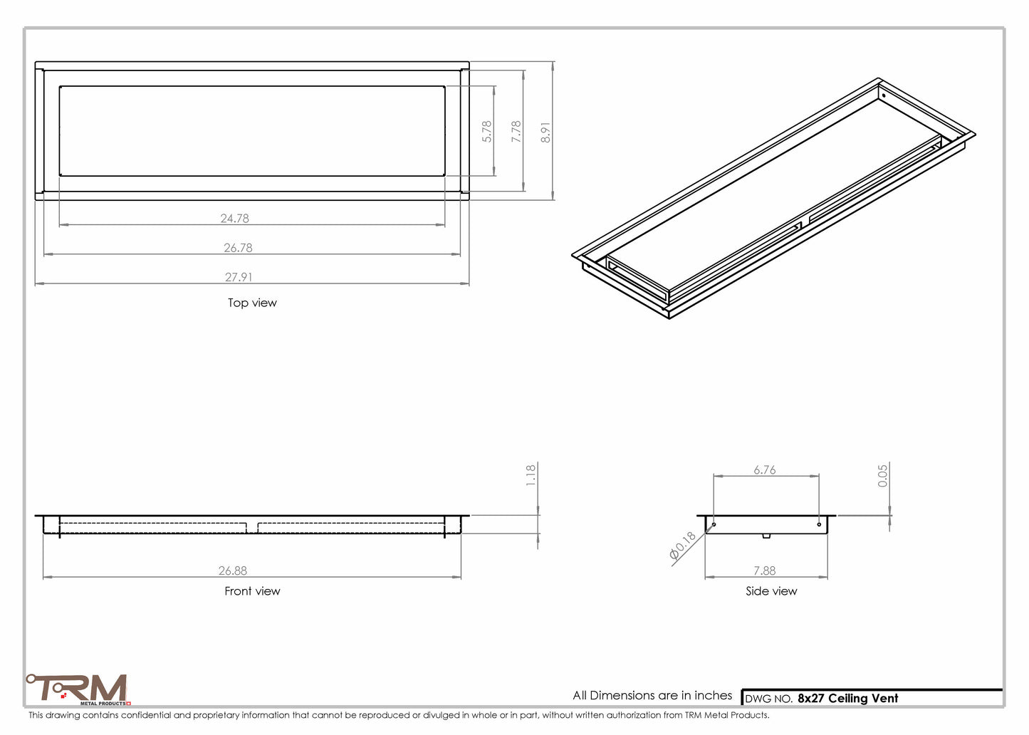 8x27-Modern-Ceiling-Vent Cover-TRM Metal- 27x8