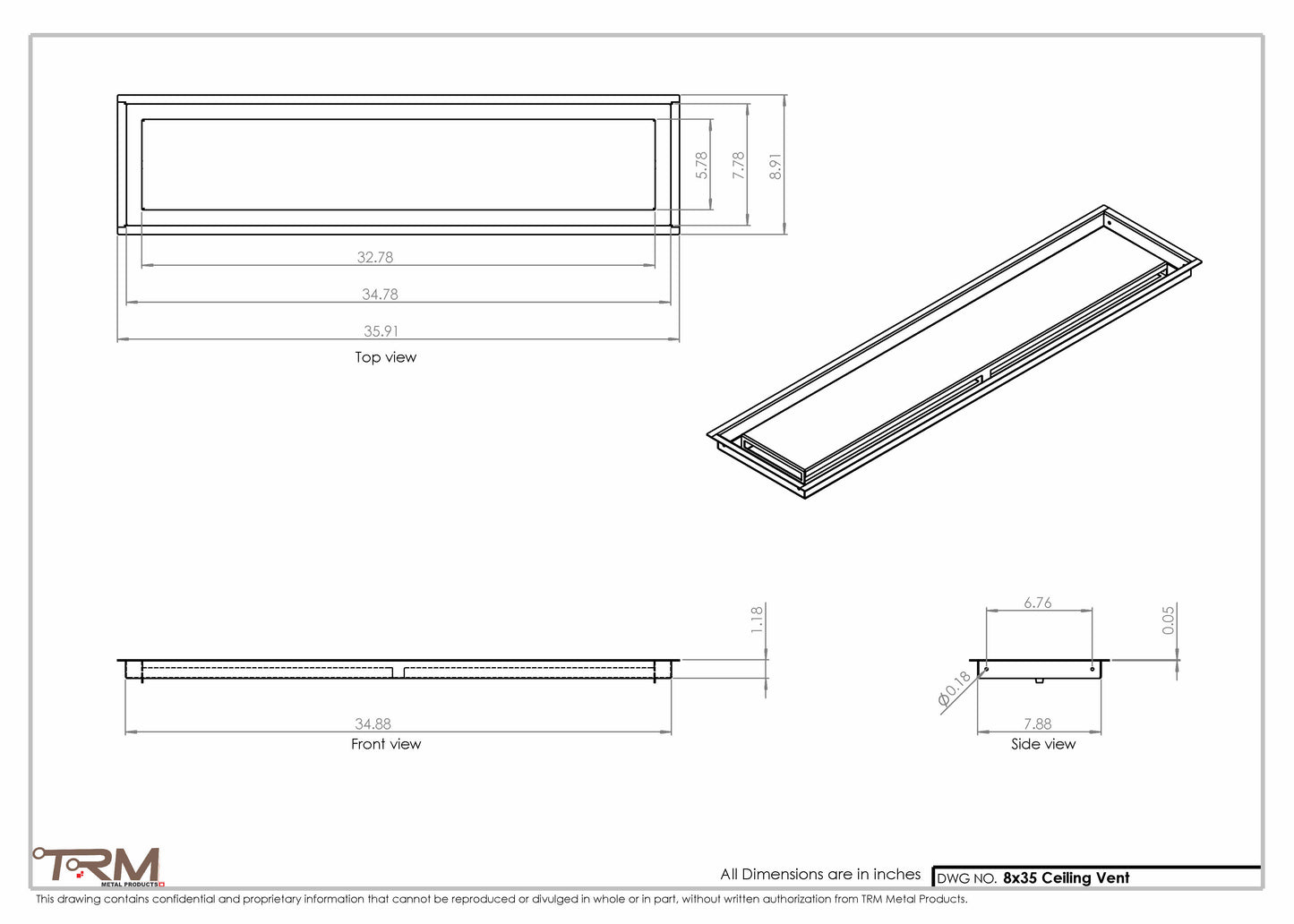 8x35-Modern-Ceiling-Vent Cover-TRM Metal- 35x8