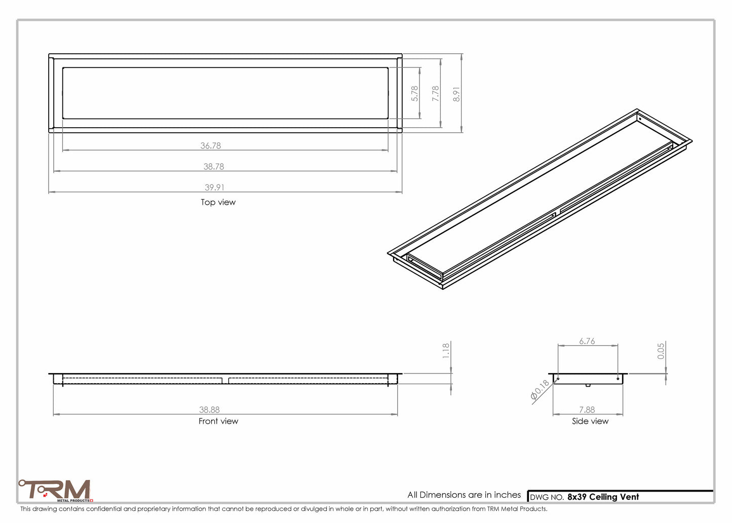 8x39-Modern-Ceiling-Vent Cover-TRM Metal- 39x8