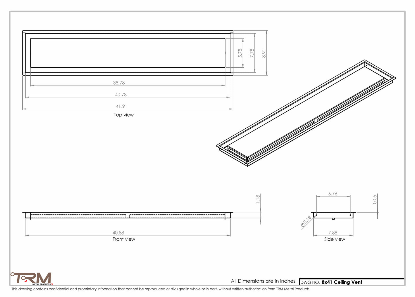 8x41-Modern-Ceiling-Vent Cover-TRM Metal- 41x8