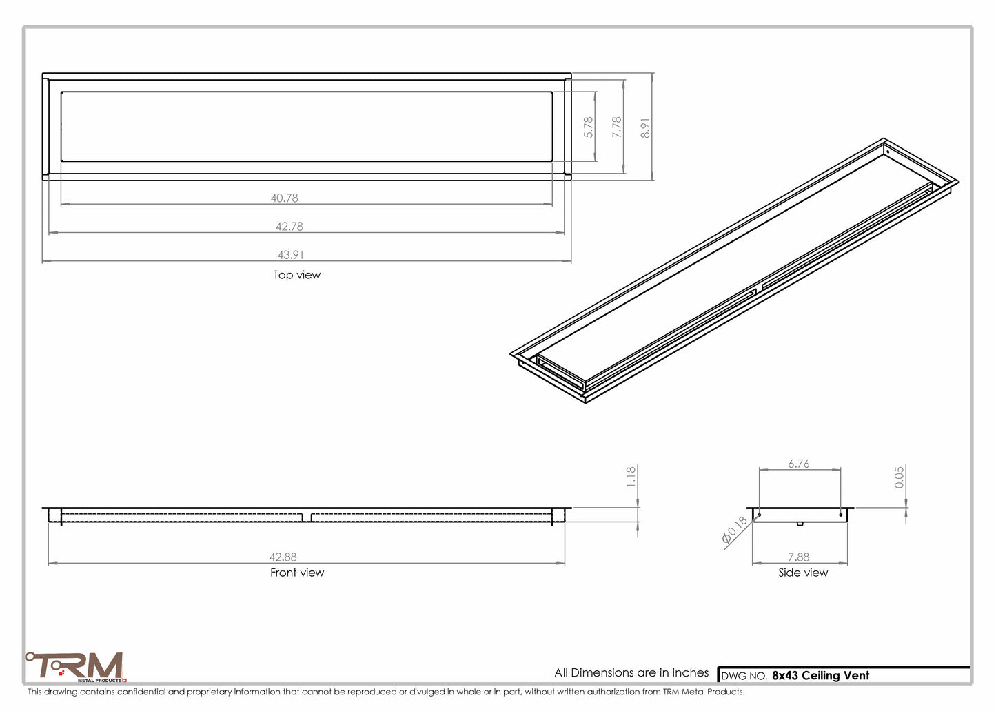 8x43-Modern-Ceiling-Vent Cover-TRM Metal- 43x8