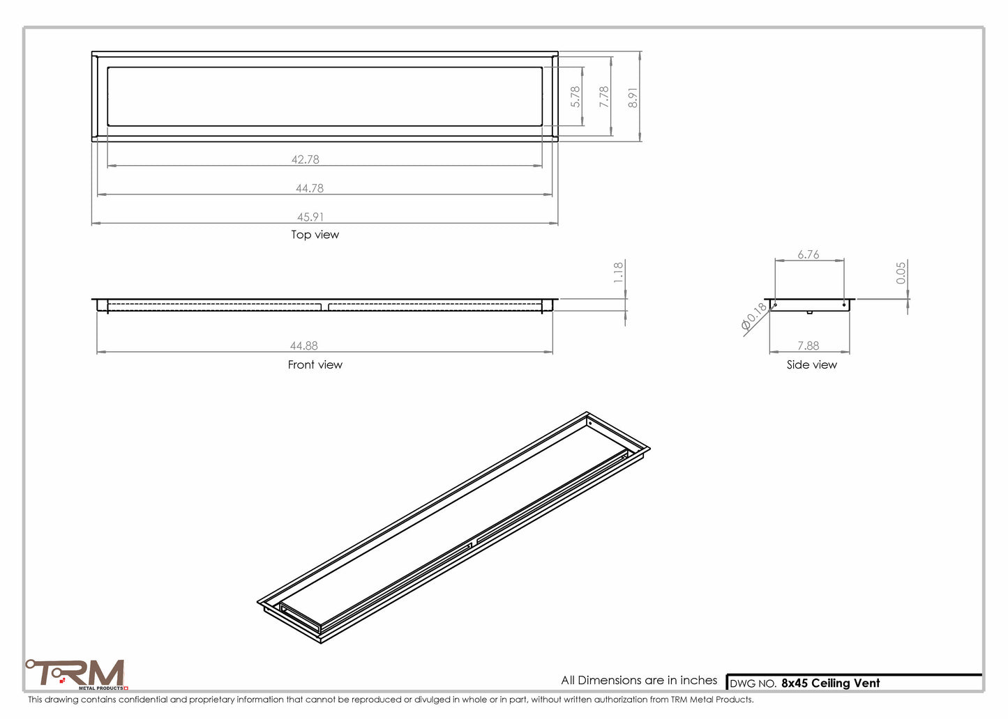 8x45-Modern-Ceiling-Vent Cover-TRM Metal- 45x8