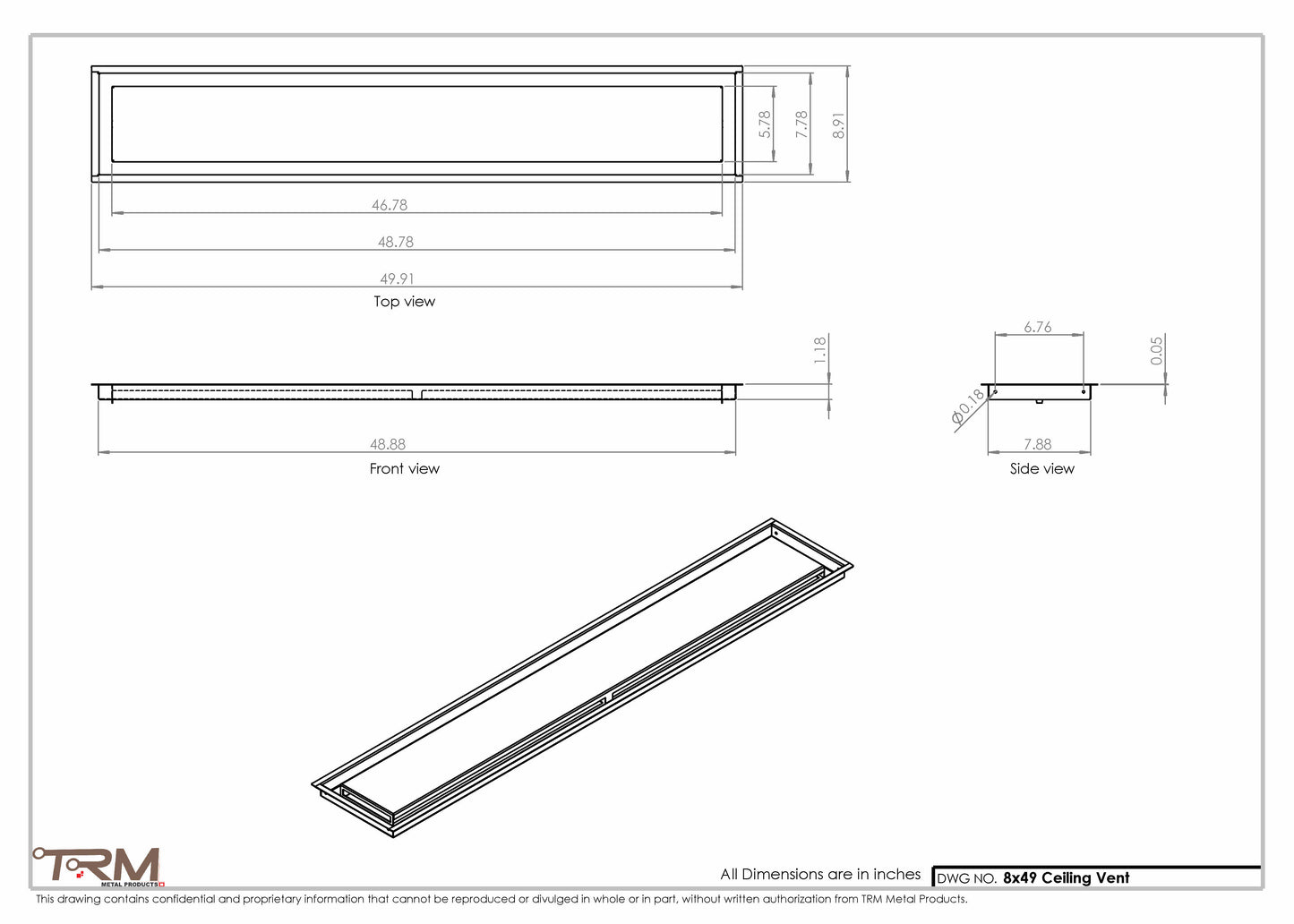 8x49-Modern-Ceiling-Vent Cover-TRM Metal- 49x8