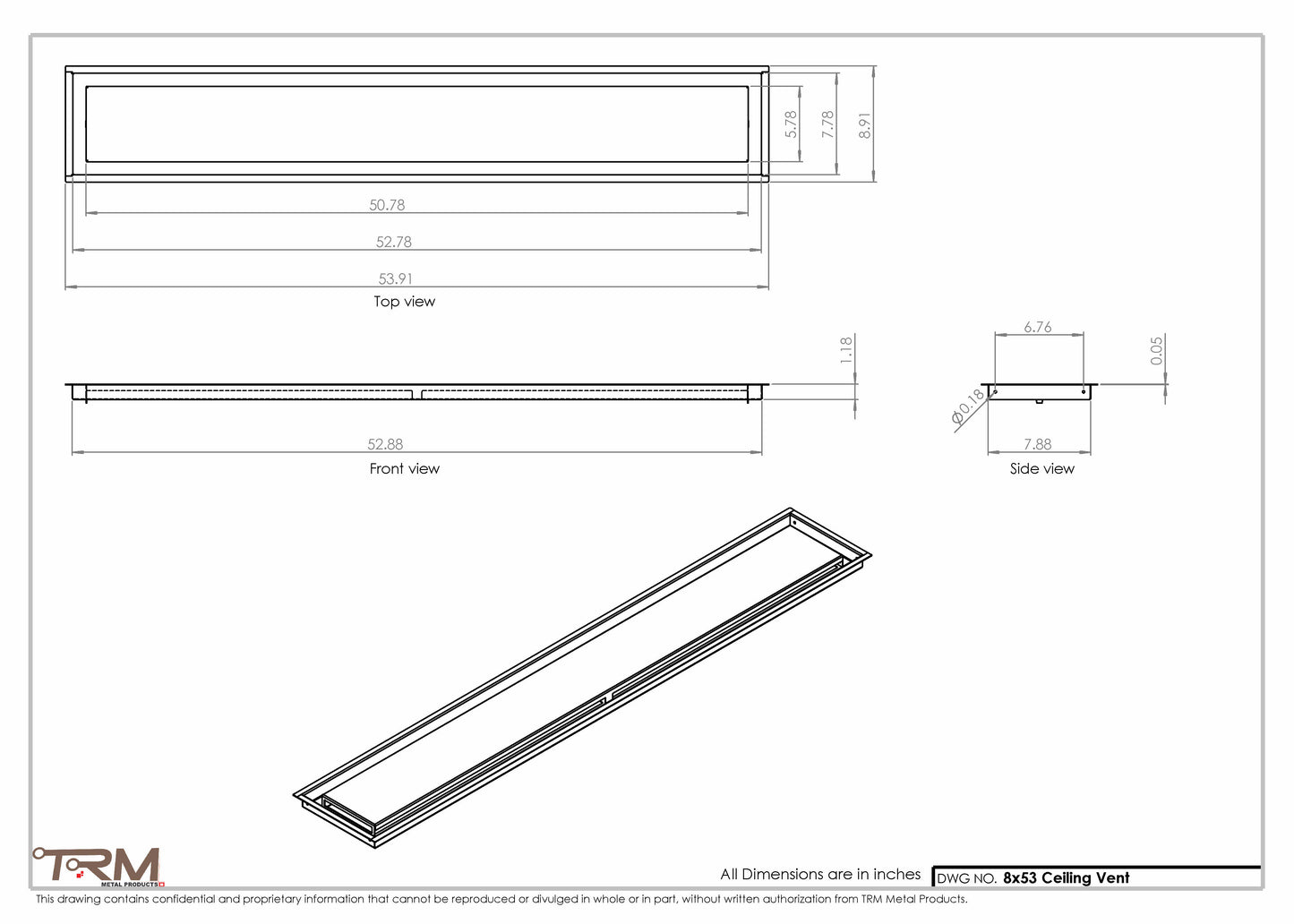 8x53-Modern-Ceiling-Vent Cover-TRM Metal- 53x8