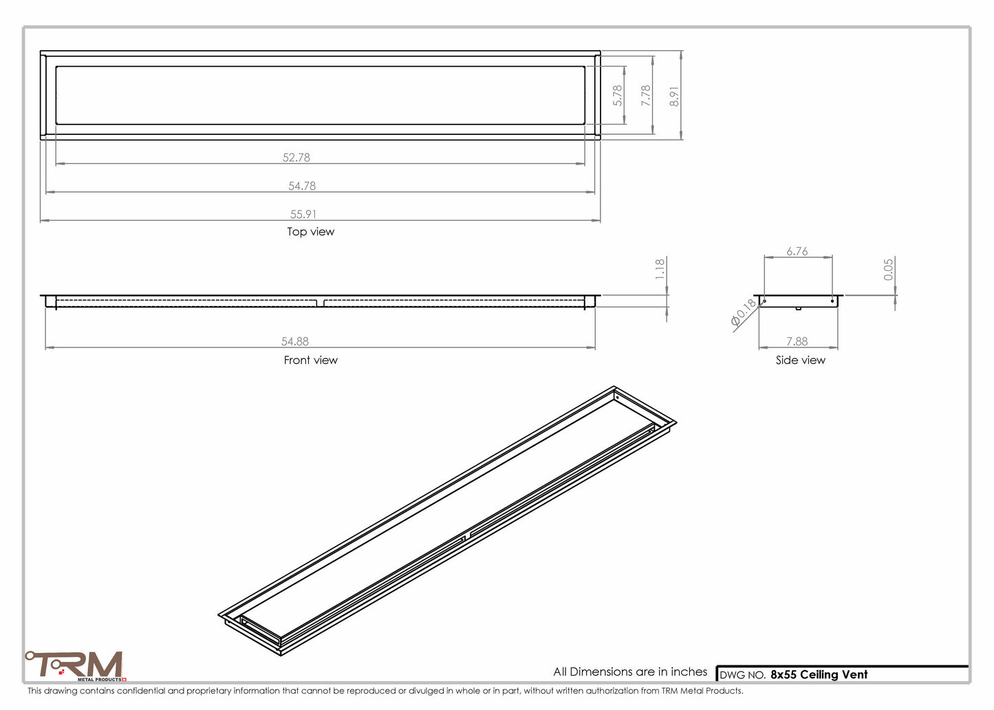 8x55-Modern-Ceiling-Vent Cover-TRM Metal- 55x8