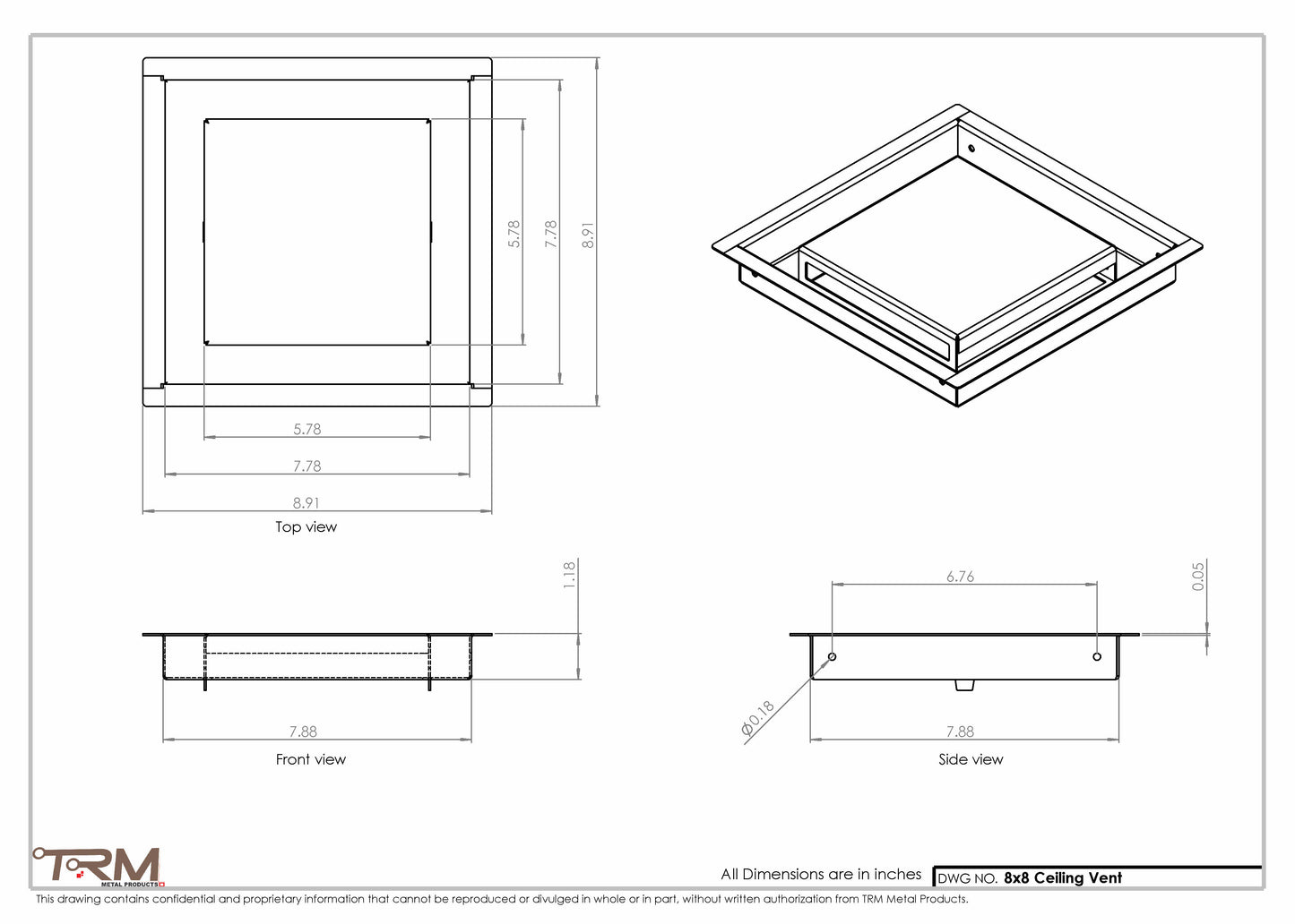 8x8-Modern-Ceiling-Vent Cover-TRM Metal 8x8