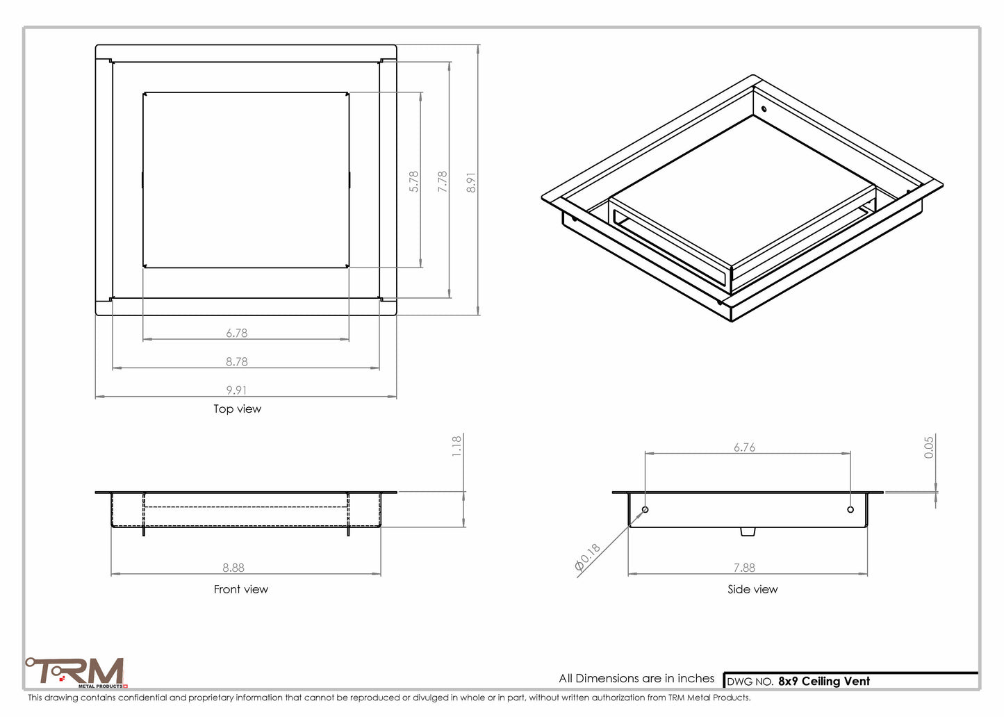 8x9-Modern-Ceiling-Vent Cover-TRM Metal- 9x8