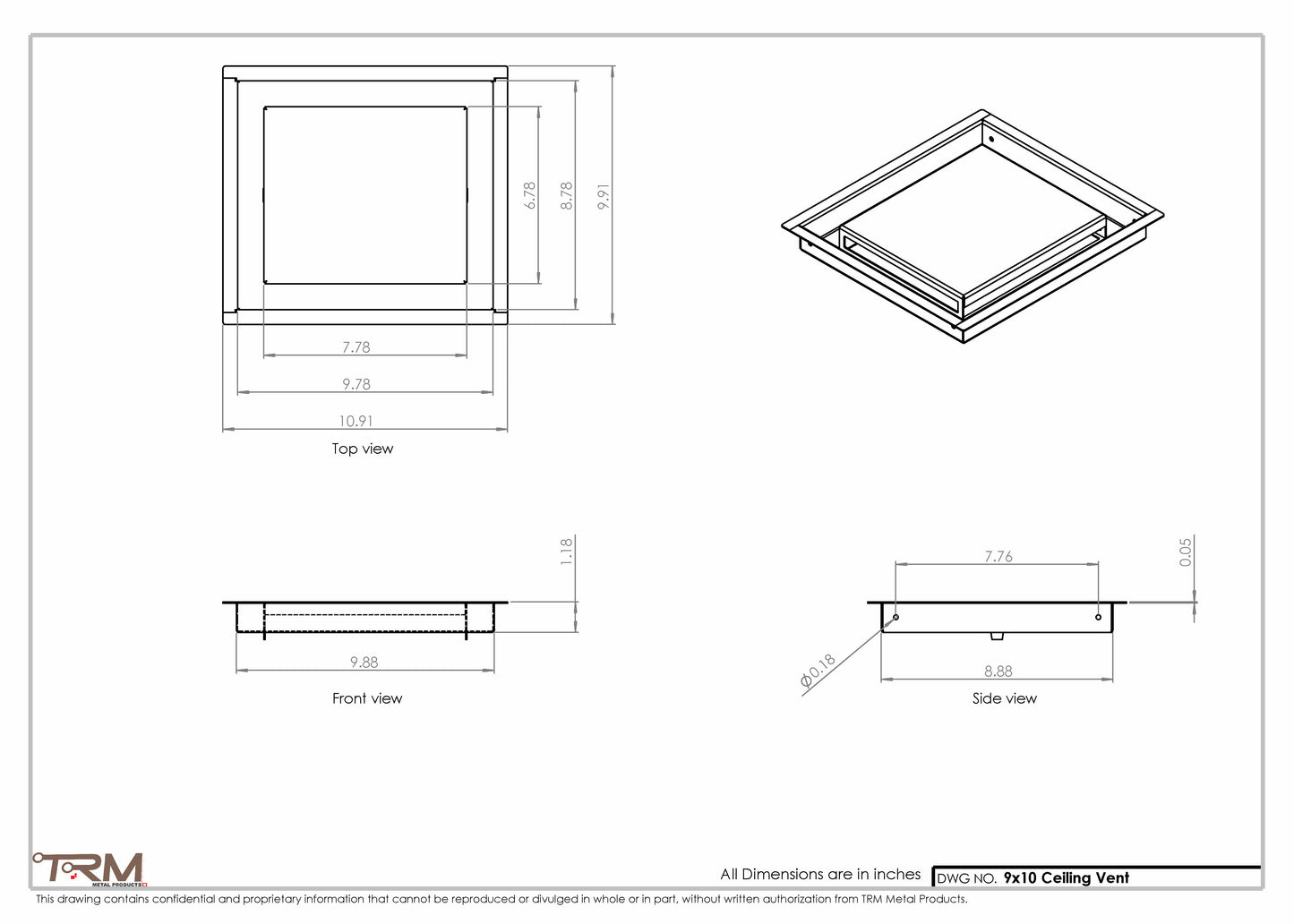 9x10-Modern-Ceiling-Vent Cover-TRM Metal- 10x9