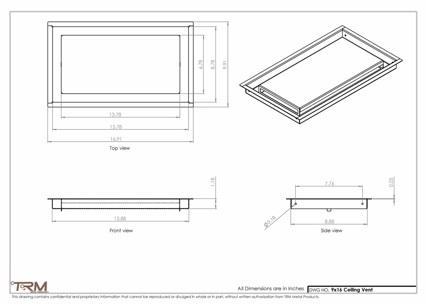 9x16-Modern-Ceiling-Vent Cover-TRM Metal- 16x9