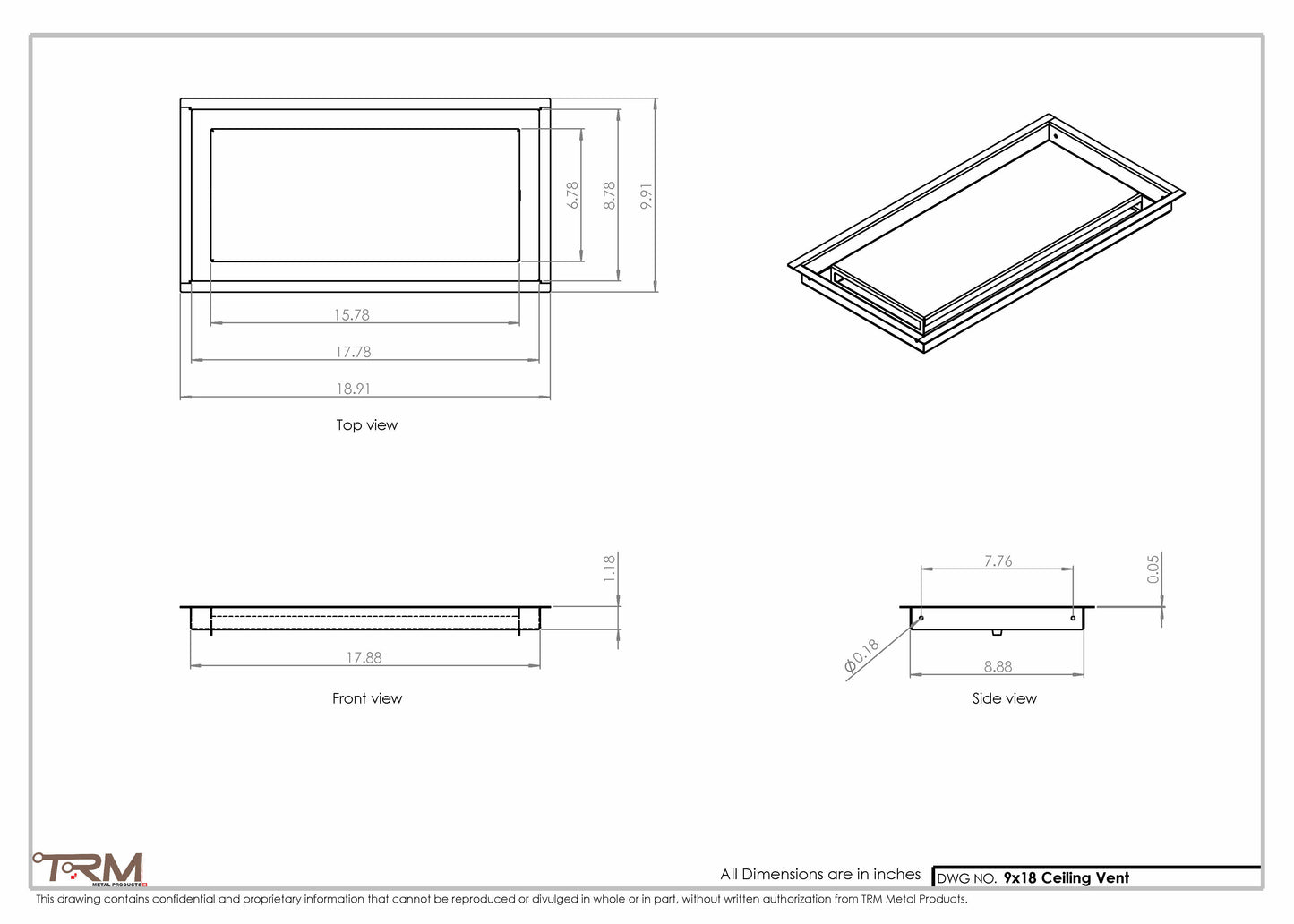9x18-Modern-Ceiling-Vent Cover-TRM Metal- 18x9