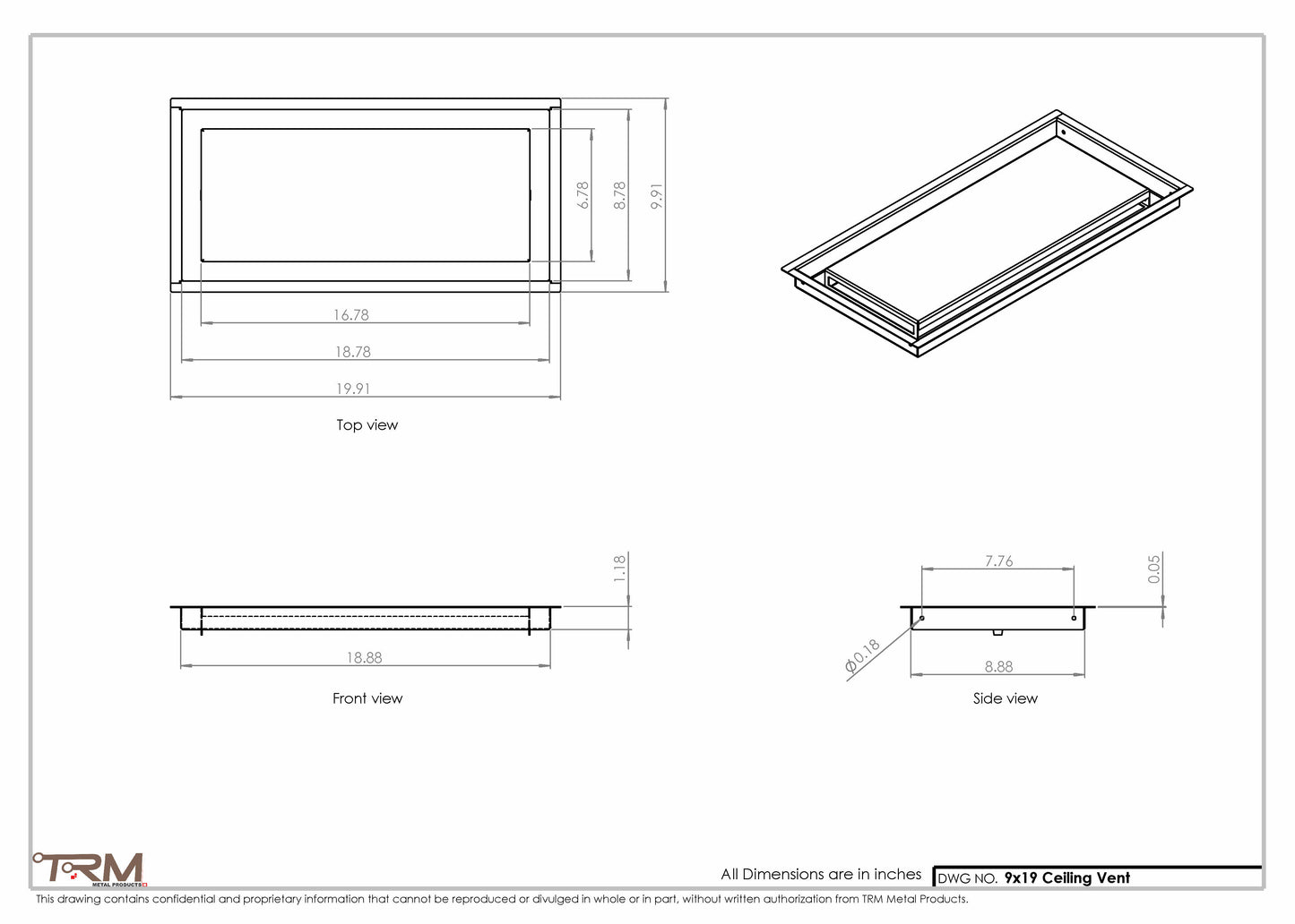 9x19-Modern-Ceiling-Vent Cover-TRM Metal- 19x9