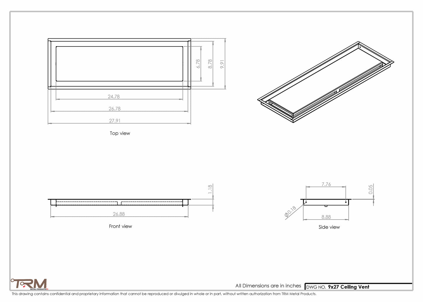 9x27-Modern-Ceiling-Vent Cover-TRM Metal- 27x9