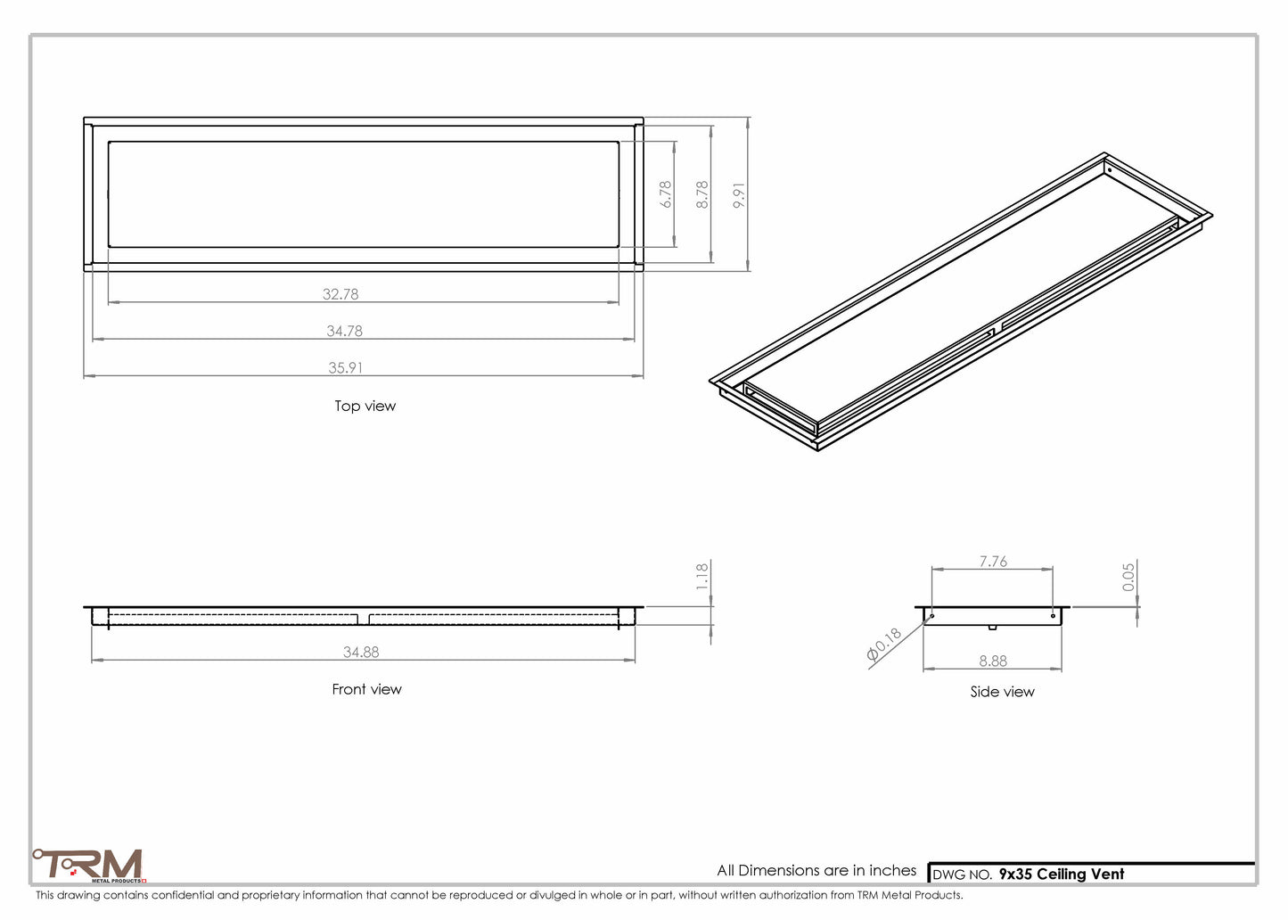 9x35-Modern-Ceiling-Vent Cover-TRM Metal- 35x9