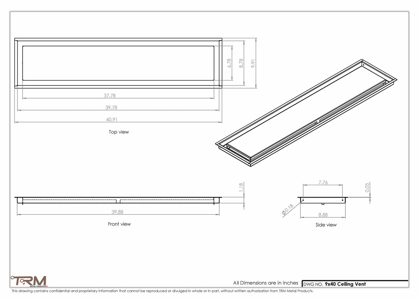 9x40-Modern-Ceiling-Vent Cover-TRM Metal- 40x9