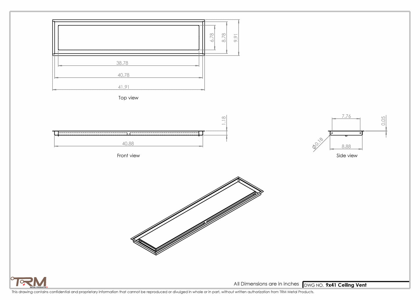 9x41-Modern-Ceiling-Vent Cover-TRM Metal- 41x9