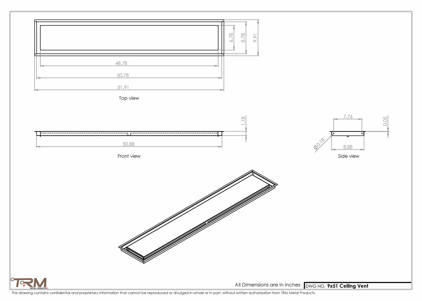 9x51-Modern-Ceiling-Vent Cover-TRM Metal- 51x9