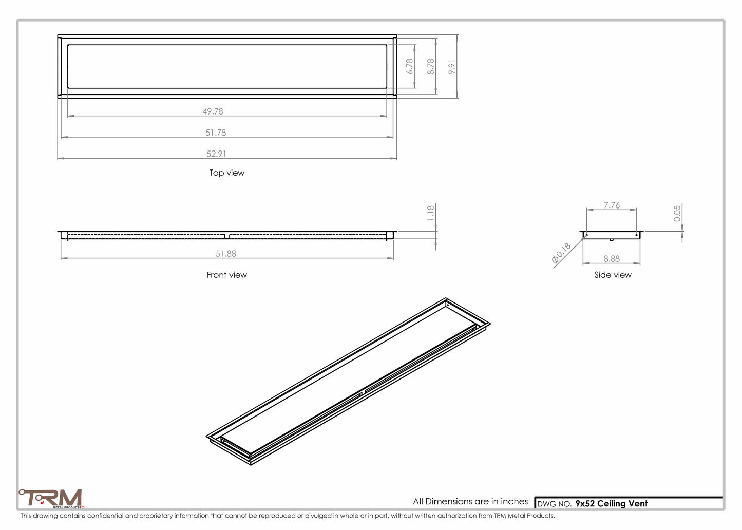 9x52-Modern-Ceiling-Vent Cover-TRM Metal- 52x9