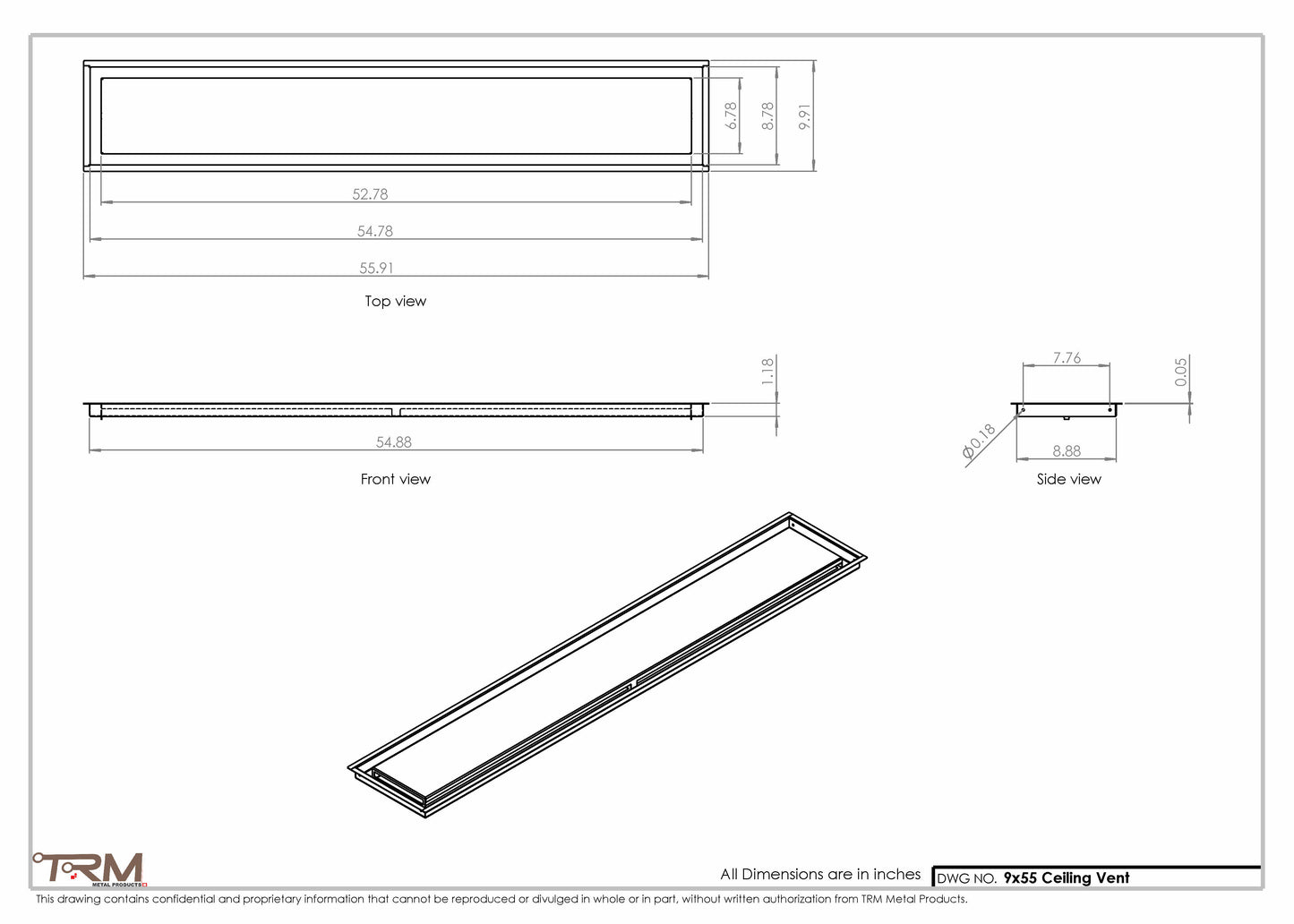 9x55-Modern-Ceiling-Vent Cover-TRM Metal- 55x9