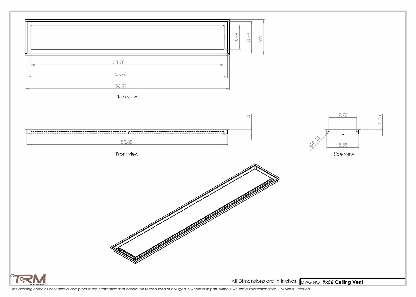 9x56-Modern-Ceiling-Vent Cover-TRM Metal- 56x9