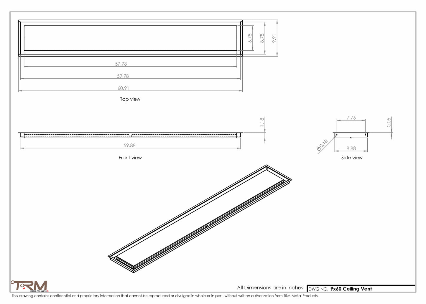9x60-Modern-Ceiling-Vent Cover-TRM Metal- 60x9