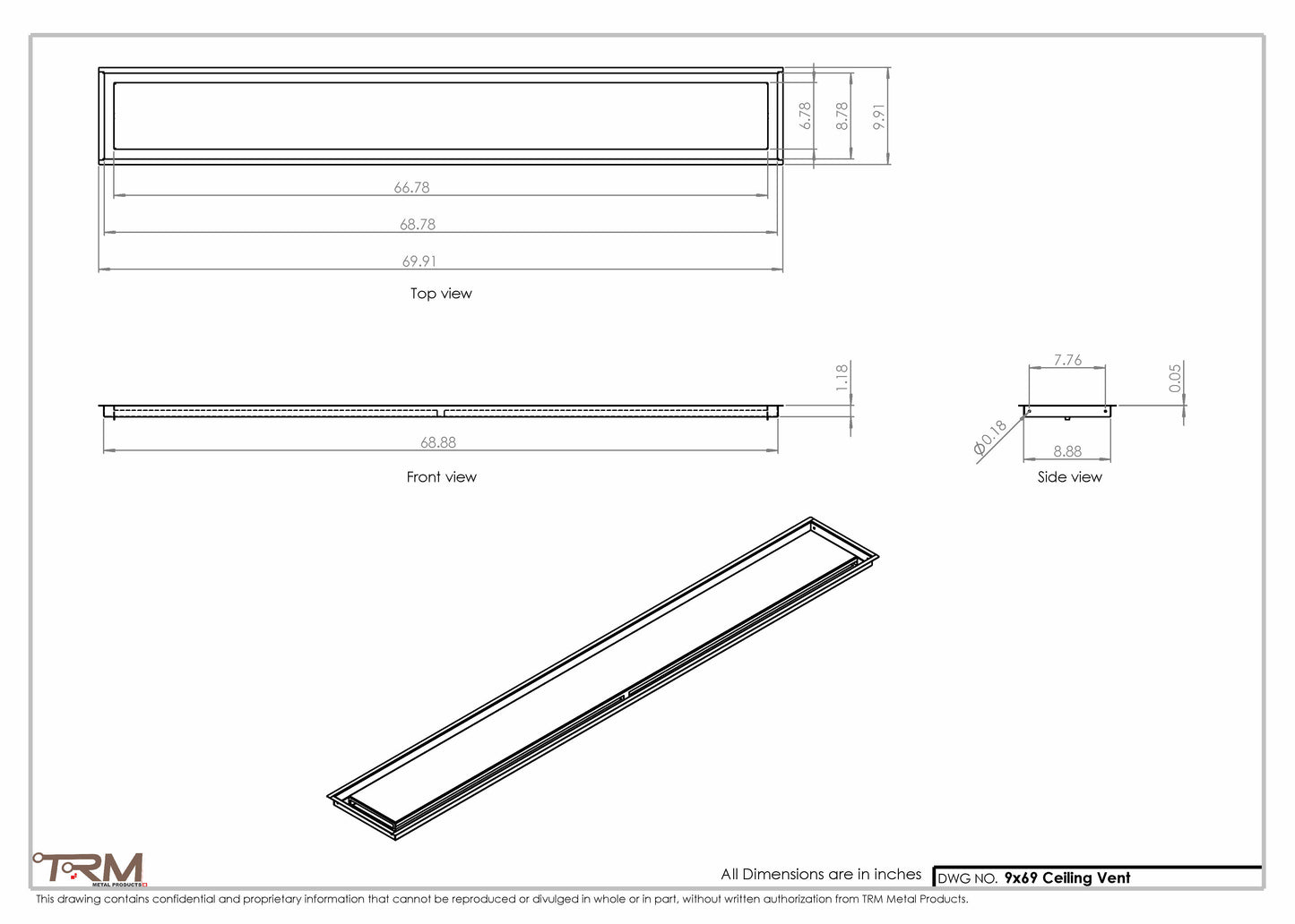 9x69-Modern-Ceiling-Vent Cover-TRM Metal- 69x9