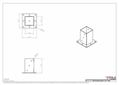 Supports de poteau complets en acier 11G – base pour poteaux de bois 4x4, 6x6 et 8x8