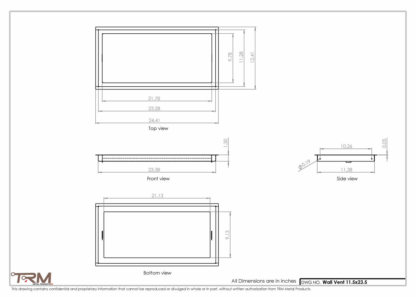 11.5x23.5 - Wall Vent - Modern Vent Cover -  Return Air Vent - TRM Metal  23.5x11.5