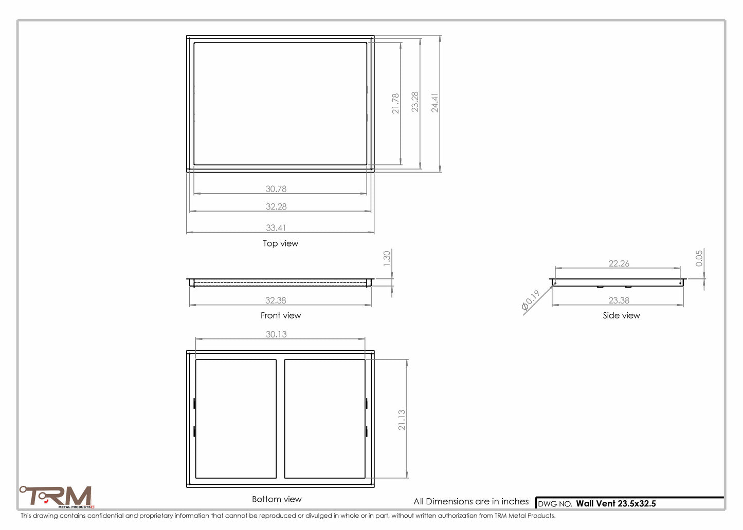 23.5x32.5 - Wall Vent - Modern Vent Cover -  Return Air Vent - TRM Metal  32.5x23.5