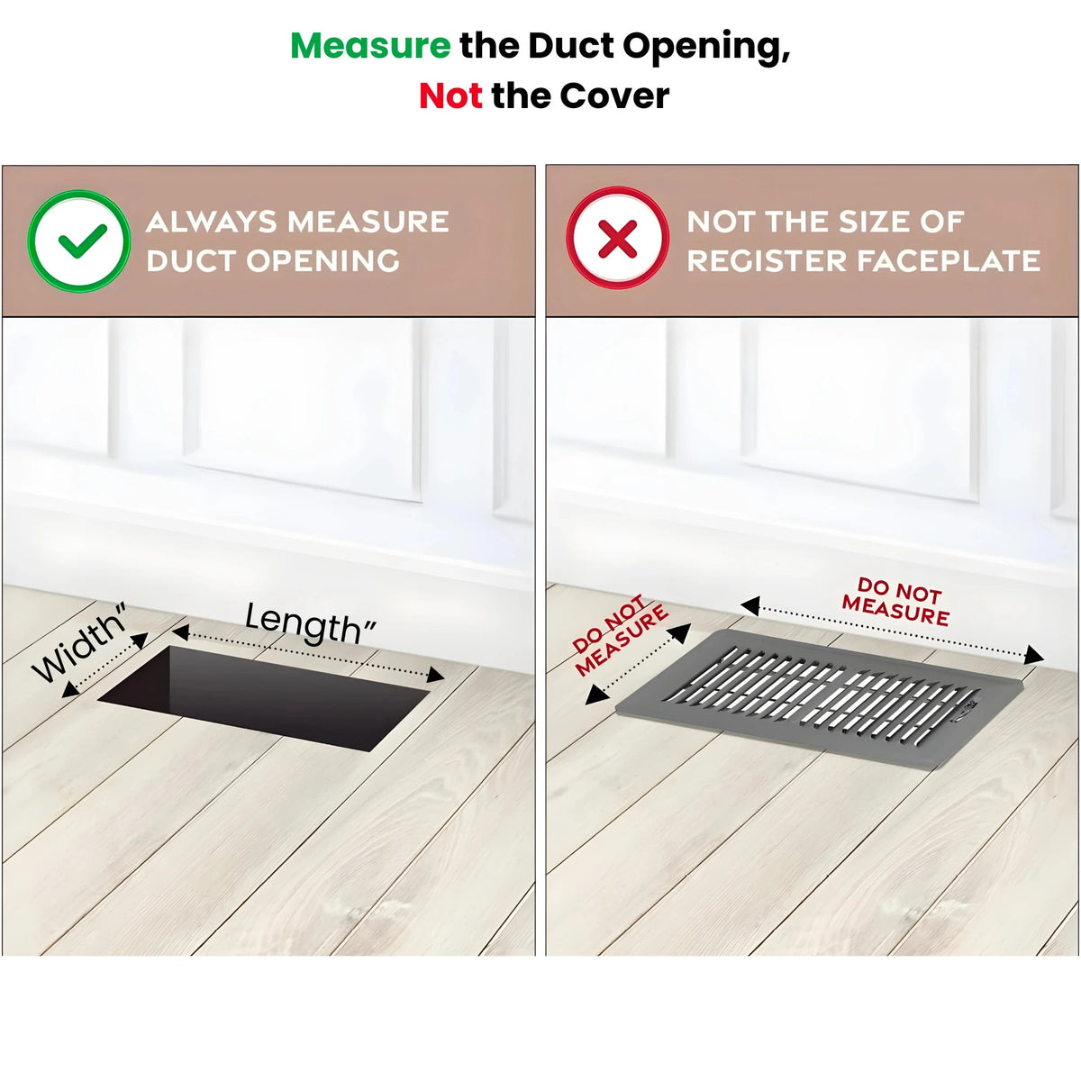 How to measure a duct opening for a wall vent
