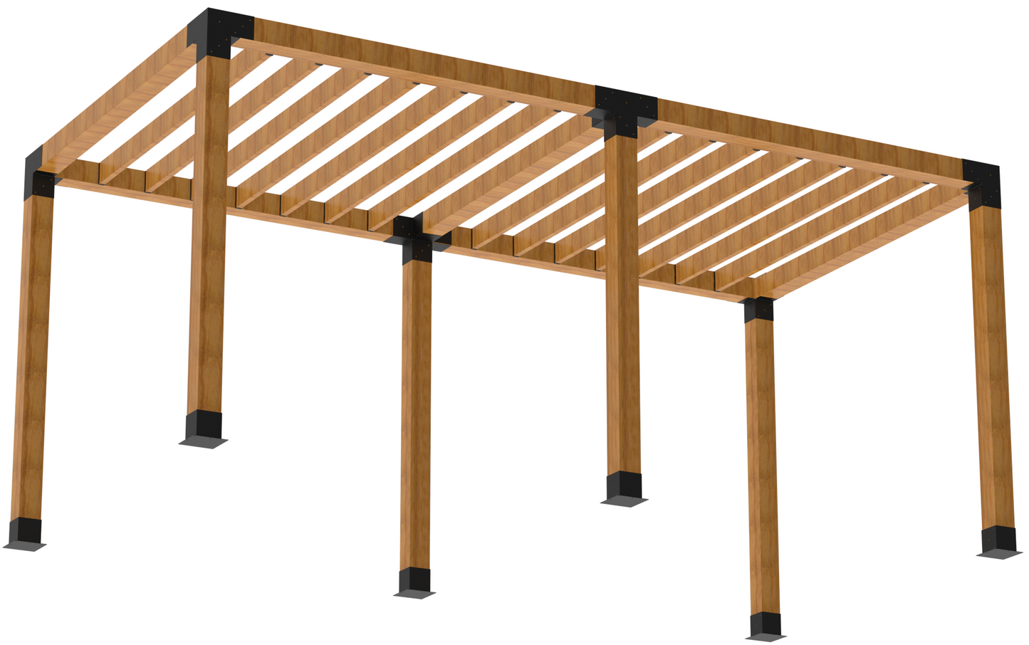 Double Pergola Kit with Rafter Brackets for 4"X4" Wood Posts