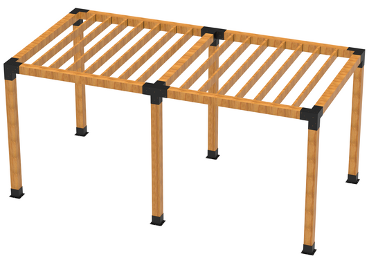 Double Pergola Kit with Rafter Brackets for 6"X6" Wood Posts